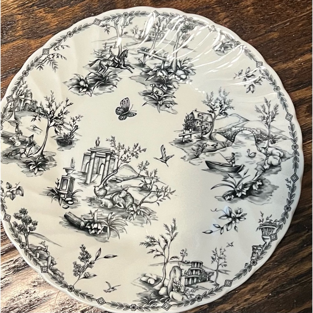 Country English Churchill Toile black and white dinner plate- replacement